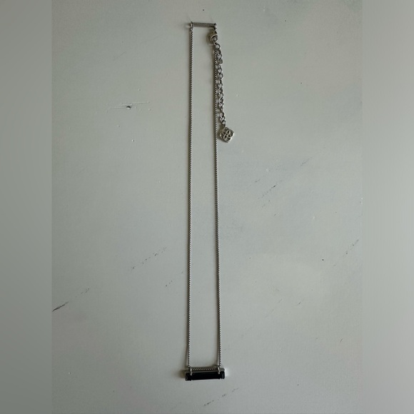 Kendra Scott adjustable bar pendant necklace with black opaque stone - Picture 3 of 5
